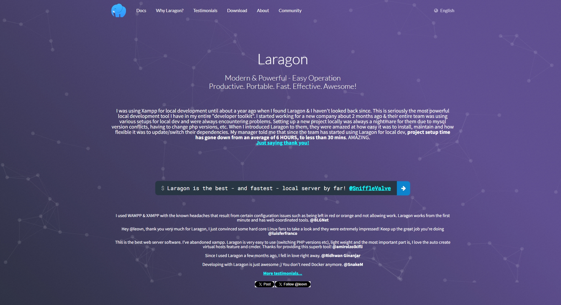 Laragon resmi web sitesi ekran görüntüsü