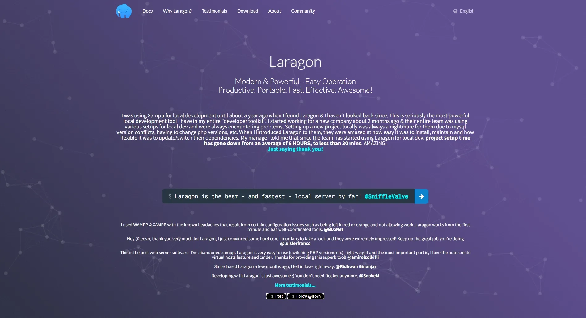 Laragon resmi web sitesi ekran görüntüsü