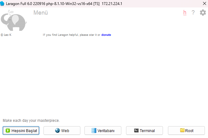 Laragon kontrol paneli